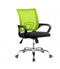 【Sillón de oficina, base cromada, tejido negro y malla FISS NEW-N】