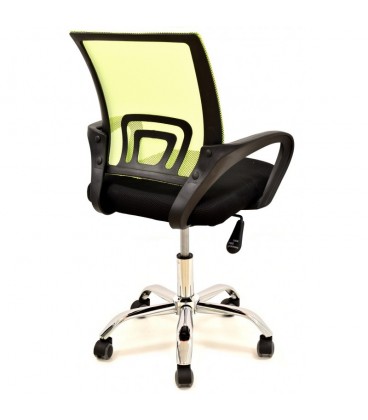 【Sillón de oficina, base cromada, tejido negro y malla FISS NEW-N】