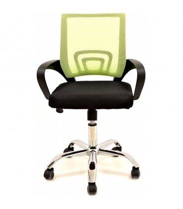 【Sillón de oficina, base cromada, tejido negro y malla FISS NEW-N】