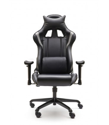 Sillón Giratorio de estilo deportivo MAGOR | Ecopiel negro-gris