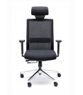Silla giratoria con respaldo alto de malla, con cabezal incorporado NIZA