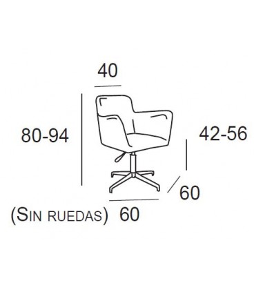 Sillón elevable respaldo bajo, OTELO RUEDAS  (PACK 2 UNIDADES)