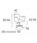 Sillón elevable respaldo bajo, OTELO RUEDAS  (PACK 2 UNIDADES)