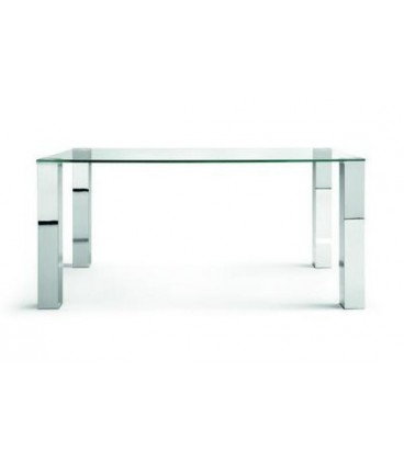 Mesa de cristal y acero inoxidable