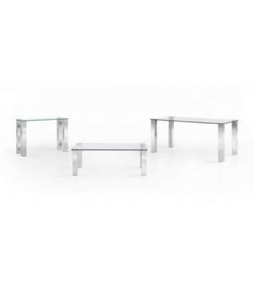 Mesa de cristal y acero inoxidable