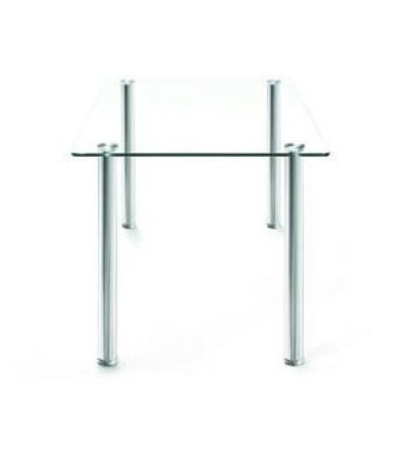 Mesa de cristal templado SUIZA rectangular acero cromado