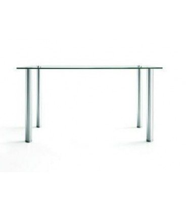 Mesa de cristal templado SUIZA rectangular acero cromado