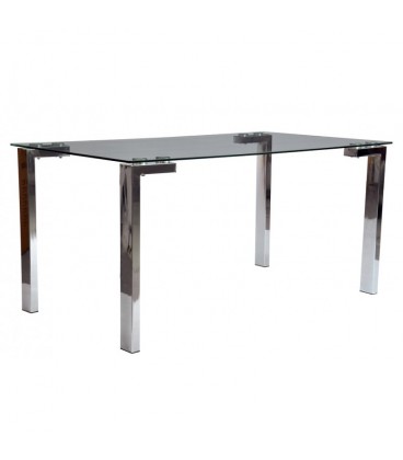 【Mesa acero inoxidable y cristal, LAINEY】Mejor Calidad y Precio