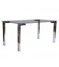 【Mesa acero inoxidable y cristal, LAINEY】Mejor Calidad y Precio