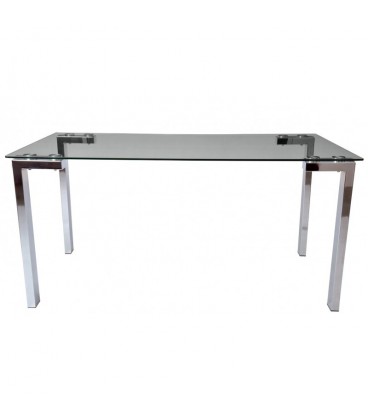 【Mesa acero inoxidable y cristal, LAINEY】Mejor Calidad y Precio