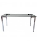 【Mesa acero inoxidable y cristal, LAINEY】Mejor Calidad y Precio