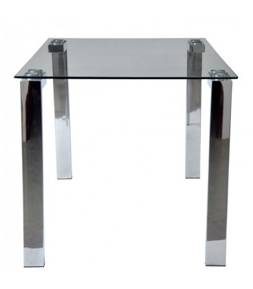【Mesa acero inoxidable y cristal, LAINEY】Mejor Calidad y Precio